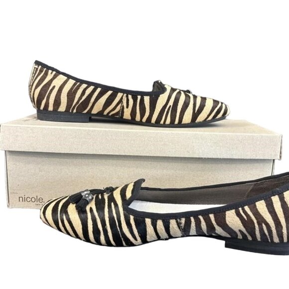 Nicole Take It Easy Calf Hair Tiger Stripe Flats Driving Shoes Slip Ons Size 8 - Picture 2 of 6